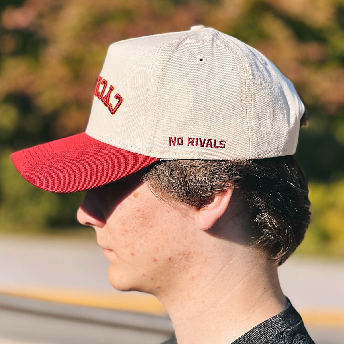 No Rivals Cyclones Upside Down Beige & Cardinal Adjustable Hat